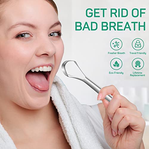 RONAVO Tongue Scraper (2 Pack), Cure Bad Breath, Stainless Steel Tongue Cleaners, Metal Tongue Scrapers Fresher Breath in Seconds - Image 4