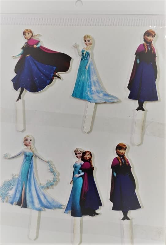 Selibration.com | 7 Inches Multicolour Frozen Princess Elsa Anna Characters Cake Topper (Pack of 6) For Happy Birthday, Girl's Birthday Party, Cake Decorating, Events Decoration and Celebration Party