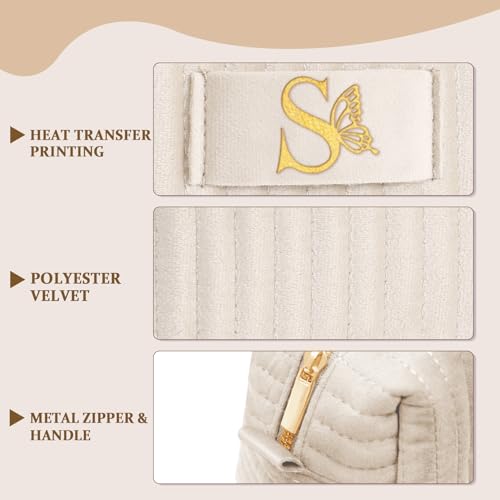 Image of COSHAYSOO Personalized Bridesmaid Proposal Gifts Initial Makeup Bag Letter S, Bachelorette Party Bridal Shower Maid of Honor Gift for Wedding, Monogrammed Cosmetic Pouch for Bride Mother