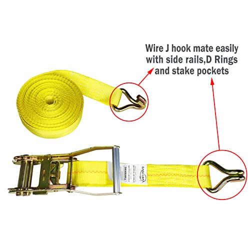 Anlu Load Ratchet Tie Down Strap,2" X 27'Cargo Strap Hooks-B S:10,000Lbs-Suitable For Strapping And Securing Truck & Trailer Loads.4Pack #TOP5