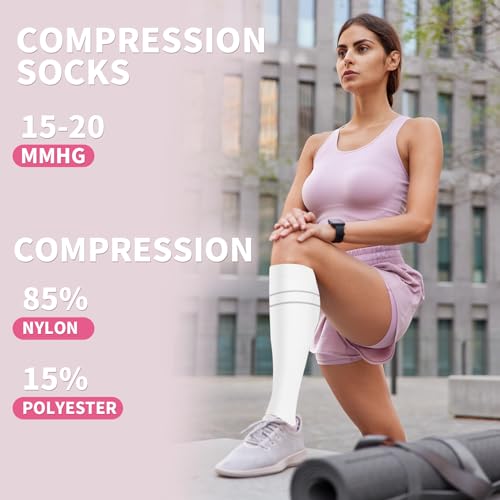 Image of Sooverki Compression Socks for Women & Men 6 Pairs is Best Supportive Knee High Stockings for Circulation, Travel, Nurses