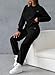 Herseas Women's Two Piece Outfits Long Sleeve Sweatsuit with Jogger Pants Lounge Sets with Pockets Winter 2025 Fashion Clothes Black Medium