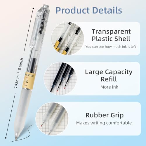 Bolígrafos roller gel retractiles, 0.5mm negro, pack 12 miniatura 5