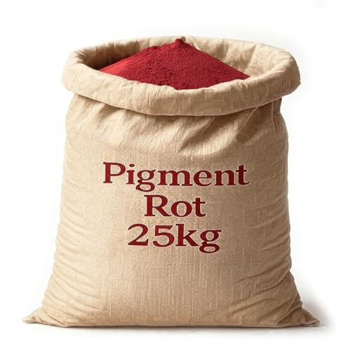 @tec Premium Pigmentpulver, Eisenoxid, Oxidfarbe - 25kg Sack Farbpigment/Trockenfarbe für Beton + Wandfarbe/Tolle Akzente im Haus und Garten/Pigmentfarbe: rot