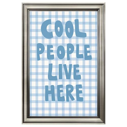 Framed Cool People Live Here Poster Canvas Print Art Wall