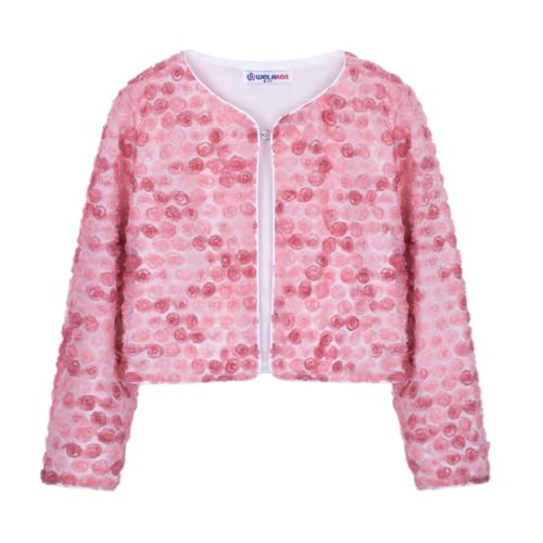 Image of Girls Cotton Knit Shrug Cardigan with Long Sleeve Ruffle Hem