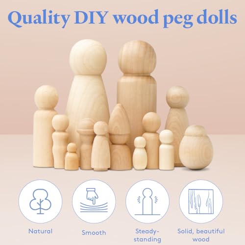 Wood Peg Dolls Unfinished 2-3/8 inch, Pack of 100 Birch Wooden Dad Dolls for Peg People Crafts and Small World Play