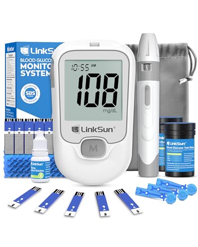 G-425-1 Blood Glucose Monitor Kit, 100 Test Strips &100 Lancets, 1 Control Solution, 1 Blood Sugar Monitor, 1 Lancing Device, Diabetes Testing Kit, No Coding, Large Display, Glucometer for Home Use