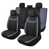 CAROMOP Breathable Car Seat Covers Full Seats,3D Air Mesh Cloth Seat Covers for Cars, Split Bench Compatible Car Interior Covers, Universal Fit Most Car Sedan Truck SUV(Black/Gray)