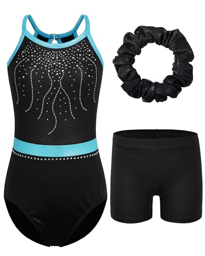 ZNYUNE Mädchen Turnanzug mit hose Haarband Set gymnastikanzug Kinder Shorts trikot turnen Ärmellos/Langarm Kleidung klassisch Turnbody B350 BlackAqua 12A ZNYUNE Mädchen Turnanzug mit hose Haarband Set gymnastikanzug Kinder Shorts trikot turnen Ärmellos/Langarm Kleidung klassisch Turnbody B350 BlackAqua 12A