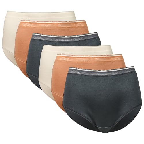 Gildan Women's Cotton Stretch Brief Underwear, Egret/Cork/Turbulence (6-pack), Medium - image 1