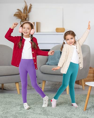 KEREDA Girls Fleece Lined Leggings Pack of 2 Winter Warm Pants Girls Clothes4