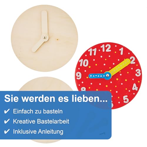 Baker Ross FN110 „Die Uhrzeit ablesen“-Holzbausätze – 10er-Pack, MINT-, Naturwissenschafts-, Mathematik- und Lernhilfen für Kinder und Schulen