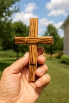 Zuluf Small Wall Hanging Wood Cross 12cm Olive Wood Wall Cross From Bethlehem - CRS053