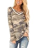 Característica: cuello redondo, manga larga con diseño de camuflaje de colores que hacen que esta simple blusa de mujer única y encantadora, esta túnica para mujer tiene un dobladillo alto bajo, corte casual y holgado. Hecho de material suave y cómodo que te encantará.
