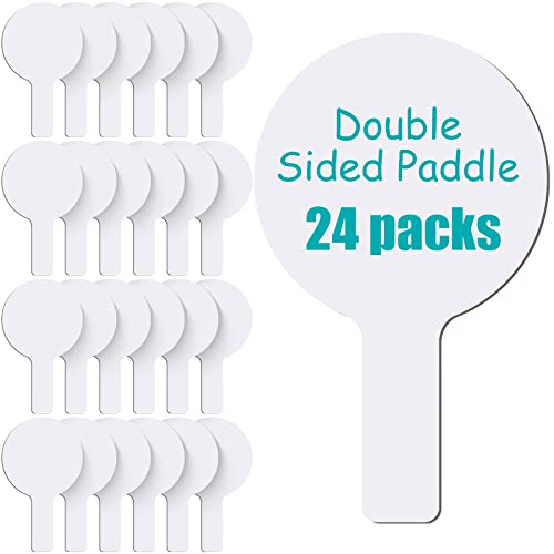 Zhehao 24 Pieces Dry Erase Answer Paddles Auction Paddles Bulk DIY Double Sided Mini Handheld Dry Erase Answer White Board Signs Auction for Students Teachers Classroom Voting Games Party