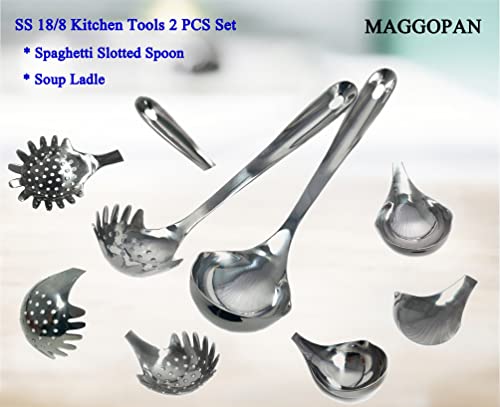 Maggopan Stainless Steel Soup Ladle & Spaghetti Spoon Set 2 Pcs #TOP1