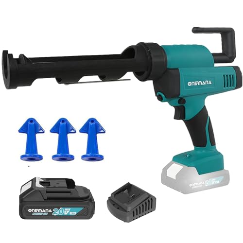Cordless Caulking Gun Anti-drip Caulk Gun with 10oz/300ml Led Light Caulking Gun Tool 6 Adjustable Speeds Caulking Tool for Filling with Battery & Charger