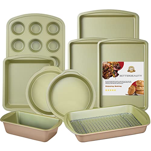 Nonstick Bakeware Set 10 Pcs, Professional Kitchen Bicolor Baking Pans