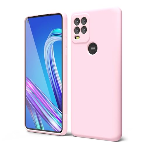 oakxco for Motorola Moto G Stylus 5G 2021 Phone Case Liquid Silicone, Cute Thin Slim Soft Rubber TPU Plain Smooth Gel Cover for Women Girl, Matte Solid Protective & Shockproof, Rose Light Pink