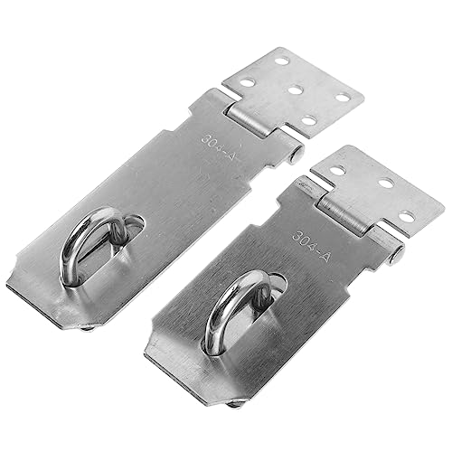Stainless Steel Door Hasp Lock Clasp 2pcs Silver Hardware