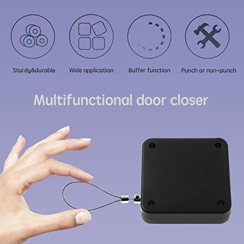 Punch-Free Automatic Sensor Door Closer, Multifunctional Automatic Door Closer, Residential Commercial Auto Door Closer With Drawstring, Closer Door For Internal, Home, Storm (2Pack, Black) #TOP2
