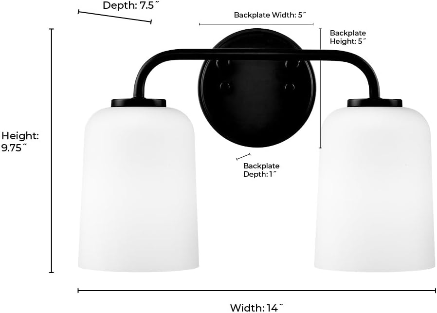 ML Lighting 214202-MB Laphia 14" Wide 2-Light Vanity - Matte Black