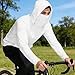 Men's UPF 50+ Sun Protection Hooded Shirt with Face Cover Long Sleeve Lightweight Rash Guard Shirts with Pockets White