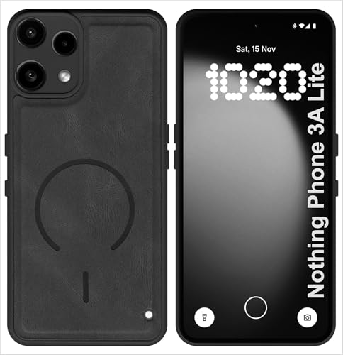 Image of SBMS Back Cover for Nothing Phone 3A Lite | Ultra Slim Soft Rubberised Hard Case | Oil Feel Soft Leather Back | Mag-Safe Design (Mag-Safe Not Support) | Camera Protection Case For Noth 3A Lite (Black)