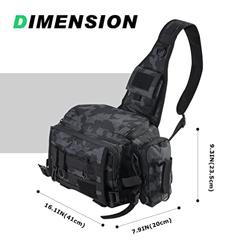 Goture Fishing Bag, Fishing Tackle Bag With Rod Holder, Water-Resistant Fishing Backpack Tackle Sling Bag, Fly Fishing Fanny Pack Storage, Fishing Tackle Box For Fishing Gear,Fishing Gifts For Men #TOP1