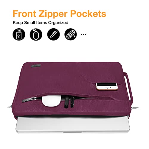 MOSISO Laptop Shoulder Bag Compatible with MacBook Air/Pro,13-13.3 inch Notebook,Compatible with MacBook Pro 14 2023-2021 A2779 M2 A2442 M1, Polyester Briefcase Sleeve with Side Handle, Burgundy2