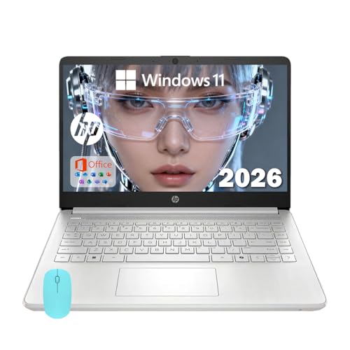 HP 14 Elite College Laptop, 8GB RAM, 1.12TB Total Storage (128GB UFS+1TB Cloud), Natural Silver, Office 365, Intel 4-Core, Win11, Copilot AI, 11Hr Battery, Alpacatec Mouse