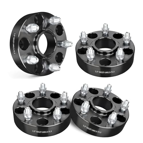 EVIL ENERGY 5x5 Wheel Spacers 1.5 inch Compatible with Jeep Grand Cherokee 2011-2023 5x127 mm Hubcentric with Lip 5 Lugs 71.5 mm Hub Bore M14x1.5 Studs Wheel Spacer Black