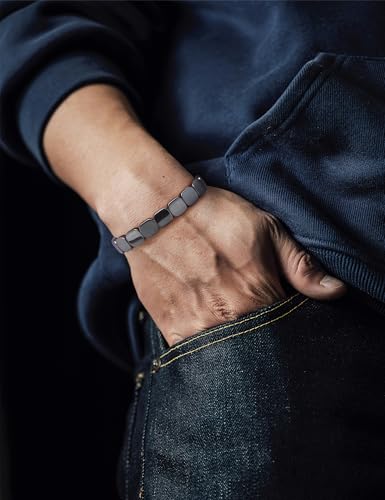 Giovanchi Pulseras para Hombre Pack 6 Pcs Tamaño Grande Hematita miniatura 3