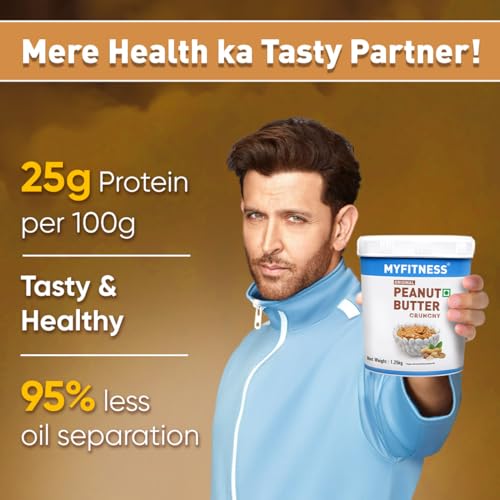 MYFITNESS Original Classic Peanut Butter Smooth 1.25kg | 25g Protein to Boost Energy | Healthy Nut Butter Spread | Vegan | Cholesterol Free, Gluten Free | Zero Trans Fat | Peanut Butter Crunchy