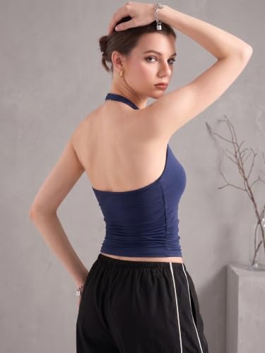 Image of Nexsus Apparels Women's Halter Neck Crop Top| Sleeveless Squre Neck Fitted Cami Top | Casual Wear Top | Available in Plus Sizes