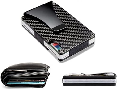 Front Pocket RFID Blocking Minimalist Wallet For Men - Slim Wallet For Men - Metal Wallet With Money Clip For Men (Carbon Fiber)2