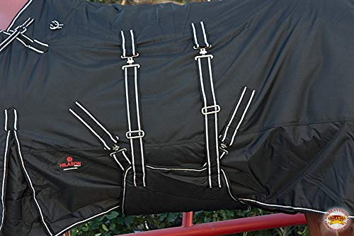 Black 84 in HILASON 1200D Winter Waterproof Poly Horse Turnout Blanket Belly Wrap