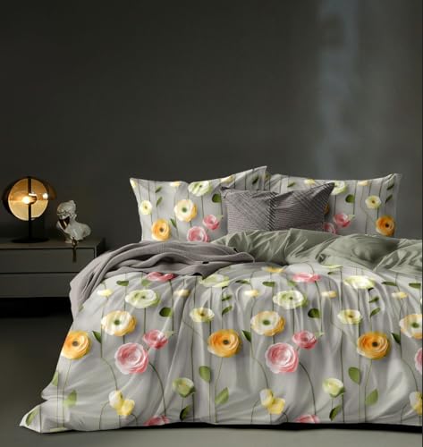 Image of Home 7D Print Fast Colour 210TC Cotton Bedsheet with Pillow Cover for Double Bed, King Size (Multicolor: 06)