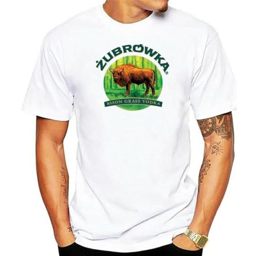 VSYNLOJN Men T Shirt Shirt Zubrowka Bison Grass Vodka White M