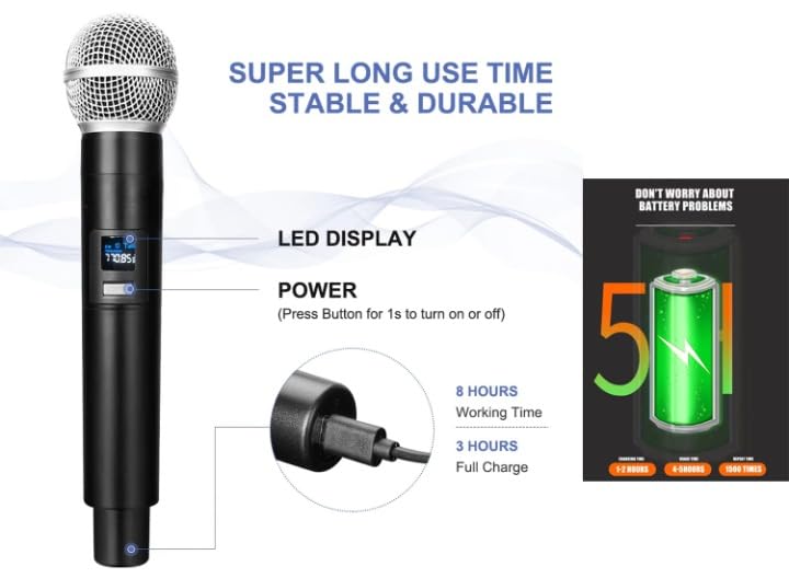 kh Store kh UHF Karaoke Wireless Microphone Single Handheld with - Image 5