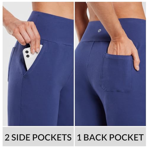 Image of baleaf Women's 12 inch Long Bermuda Shorts High Waisted Knee Length Cotton Shorts Pockets Casual Work Lounge