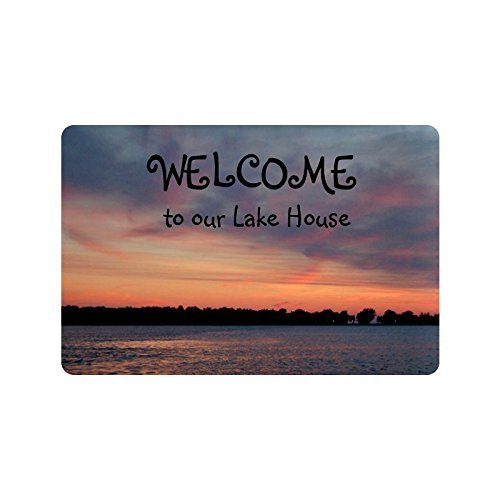Sweetshow personnalisés Bienvenue dans Notre Maison de lac Intérieur/extérieur Paillasson Paillasson Décor Tapis antidérapant Tapis 59,9 cm (L) x 39,9 cm (L) Cover