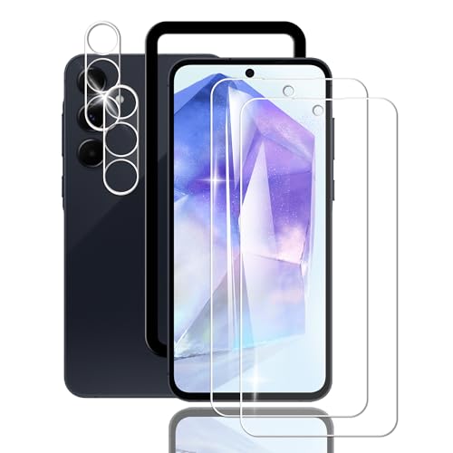 Briacicell【2+2枚セット】For Galaxy A55 5G/SC-53E/SCG27 ガラスフィルム (2枚) + Galaxy A55 5G カメラフィルム (2枚)【日本旭硝子素材製】 Galaxy A55 5G 強化ガラス 保護フィルム