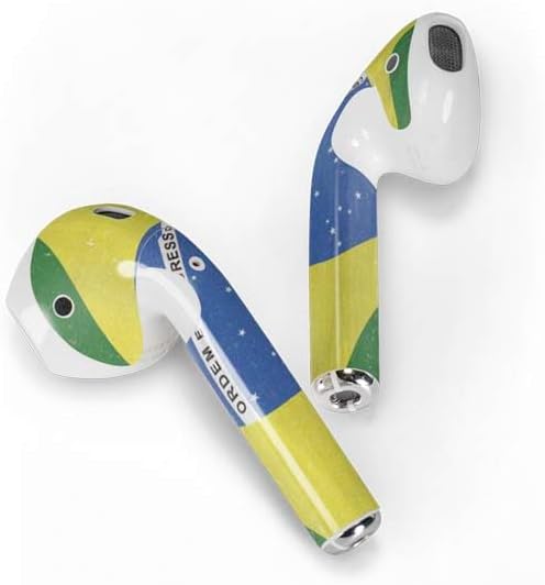 Skinit Decal Audio Skin Compatible with Apple AirPods - Brazil Flag Distressed Design