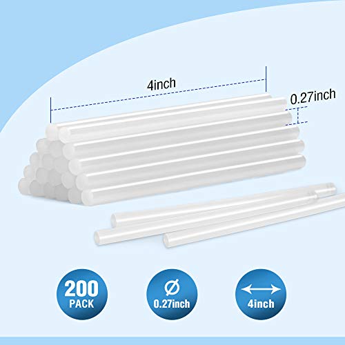 WORKPRO 200Pcs Mini Glue Sticks, 0.27 x 4 Inches Hot Glue Sticks for Mini Glue Guns, Multipurpose Glue Sticks Bulk for DIY, Art, Crafts, Decorations, Fast Repairs