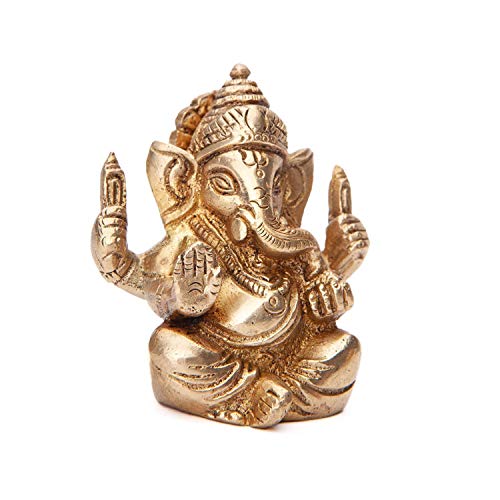 Yogateria Estátua Decorativa Ganesha 100% Bronze 7cm 240g (dourado)