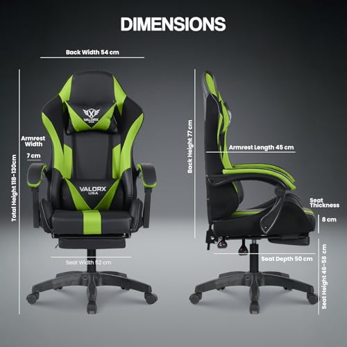 Image of Warrior Edition Gaming & Office Ergonomic Chair | Vegan Leather | High Back 135 Recliner | Adjustable Height & Linkage Armrest | Lumbar Support | 360 Swivel | 3 Year Warranty, Neon Green