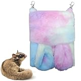 Paxikaka Sugar Glider Sleeping Pouch Colorful Warm Bed Cute Long Ear Design Hanging Sleeping Bag for Small Rat Hamster Sugar Glider Squirrel Gerbil