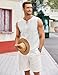 COOFANDY Mens Sleeveless Hippie Tops Casual Lace Up Tunic V-Neck Yoga Beach Top White